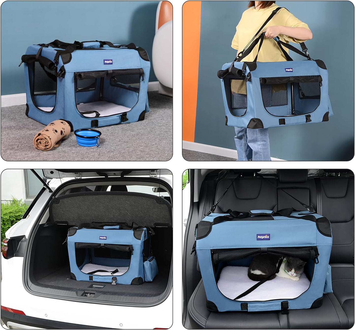 Ultimate Travel Dog Crate - Portable Collapsible Design with Soft Blanket & Foldable Bowl for Large Cats & Small Dogs - Perfect for Indoor & Outdoor Use!