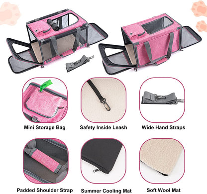 Premium Soft-Sided Pet Carrier for Large & Medium Cats and Puppies - Travel with Comfort and Privacy