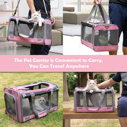 Premium Soft-Sided Pet Carrier for Large & Medium Cats and Puppies - Travel with Comfort and Privacy
