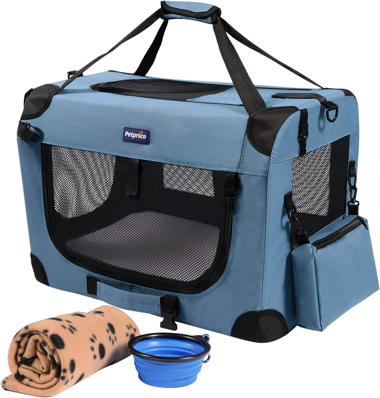 Ultimate Travel Dog Crate - Portable Collapsible Design with Soft Blanket & Foldable Bowl for Large Cats & Small Dogs - Perfect for Indoor & Outdoor Use!