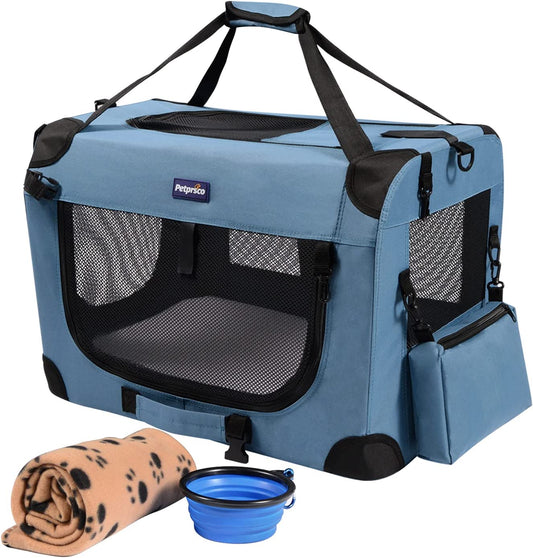 Ultimate Travel Dog Crate - Portable Collapsible Design with Soft Blanket & Foldable Bowl for Large Cats & Small Dogs - Perfect for Indoor & Outdoor Use!