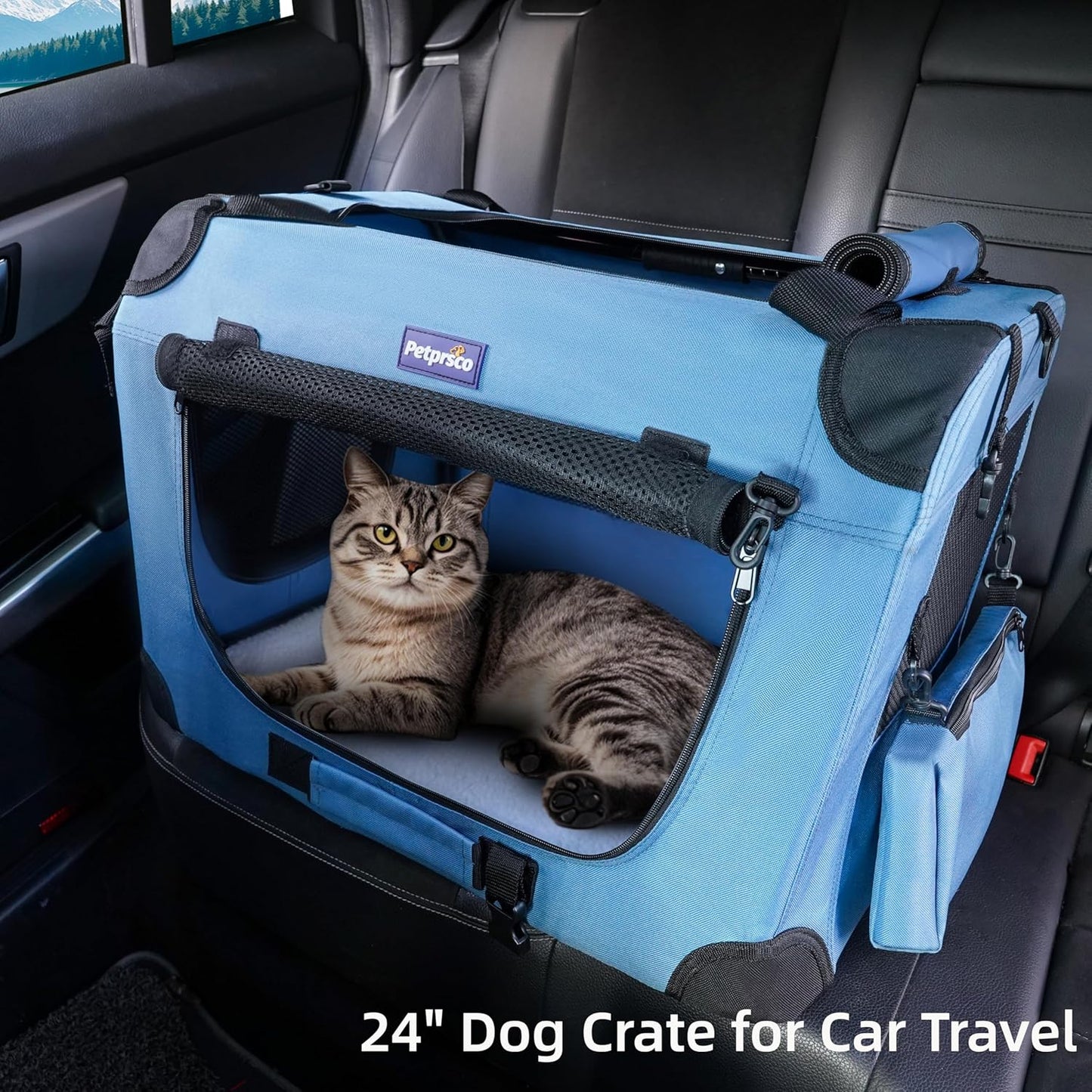 Ultimate Travel Dog Crate - Portable Collapsible Design with Soft Blanket & Foldable Bowl for Large Cats & Small Dogs - Perfect for Indoor & Outdoor Use!