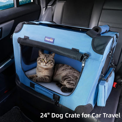 Ultimate Travel Dog Crate - Portable Collapsible Design with Soft Blanket & Foldable Bowl for Large Cats & Small Dogs - Perfect for Indoor & Outdoor Use!