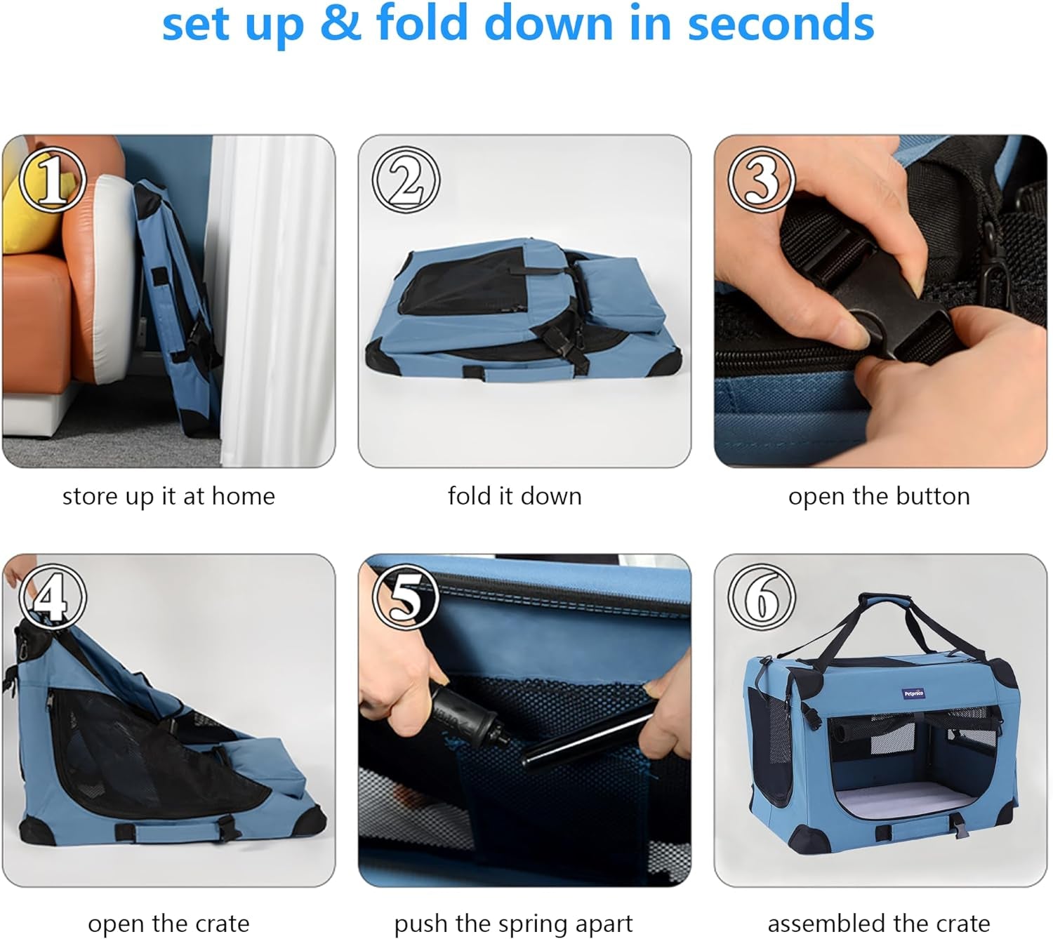 Ultimate Travel Dog Crate - Portable Collapsible Design with Soft Blanket & Foldable Bowl for Large Cats & Small Dogs - Perfect for Indoor & Outdoor Use!