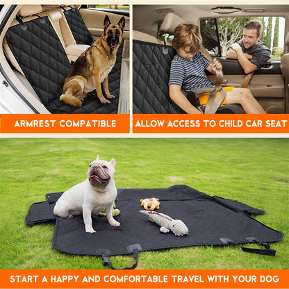 Premium Waterproof Dog Car Seat Cover - Non-Slip Back Seat Protector for Cars, SUVs & Trucks - Fits Middle Armrest - Black