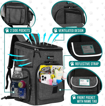 Airline Approved Dog Backpack Carrier - 4-Way Entry Cat Backpack with Ventilated Mesh, Collapsible Design for Small Pets (up to 18 lbs) - Perfect for Hiking, Travel, and Vet Visits - Charcoal Gray