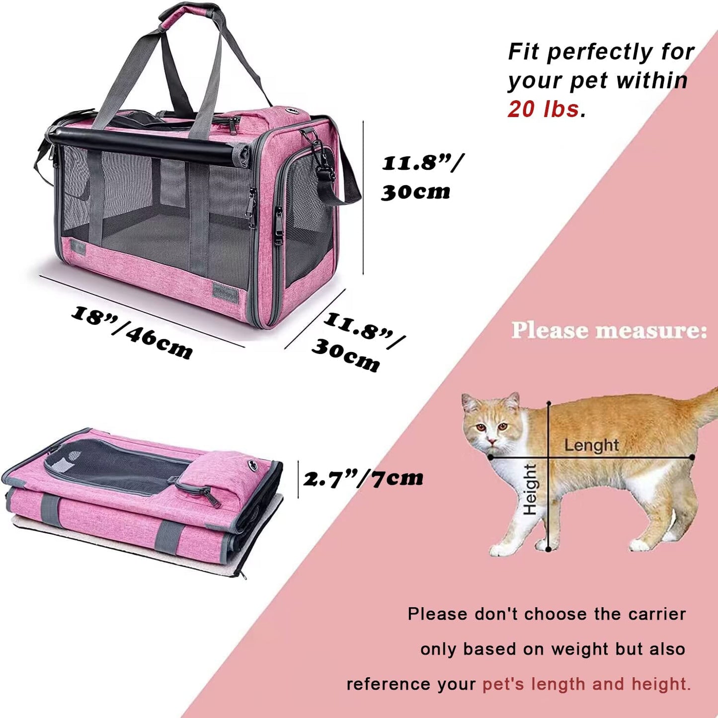 Premium Soft-Sided Pet Carrier for Large & Medium Cats and Puppies - Travel with Comfort and Privacy