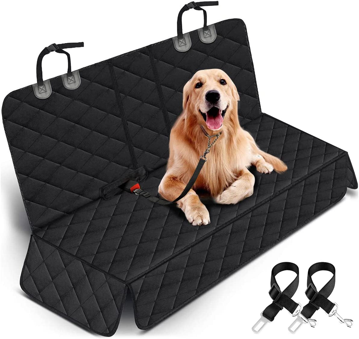 Premium Waterproof Dog Car Seat Cover - Non-Slip Back Seat Protector for Cars, SUVs & Trucks - Fits Middle Armrest - Black