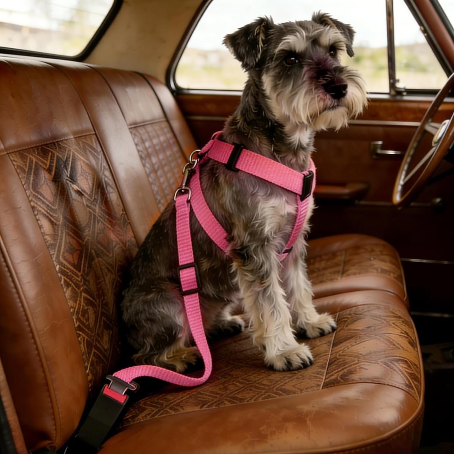 Adjustable Pet Seat Belt for Dogs & Cats - 2 Pack in Pink - Safe & Comfortable Car Travel Accessory