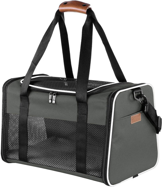 Premium Portable Cat & Dog Carrier - Soft-Sided, Airline Approved, Foldable Pet Bag for Pets Up to 22 lbs