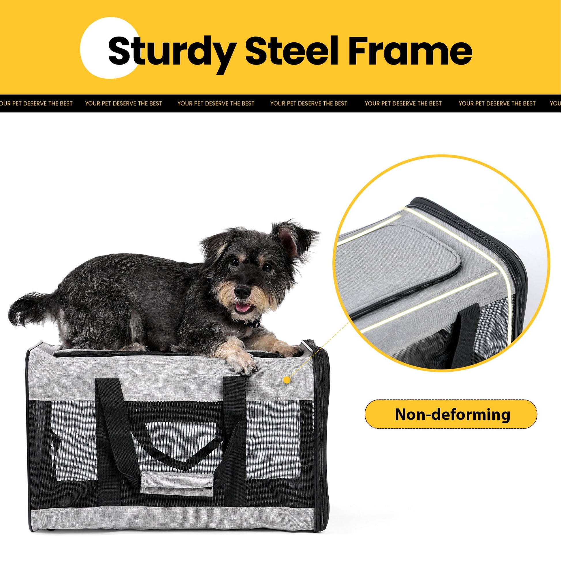 Premium Foldable Large Cat Carrier - Soft-Sided Travel Bag with Safety Leash for Dogs & Cats - Comfortable Gray Design
