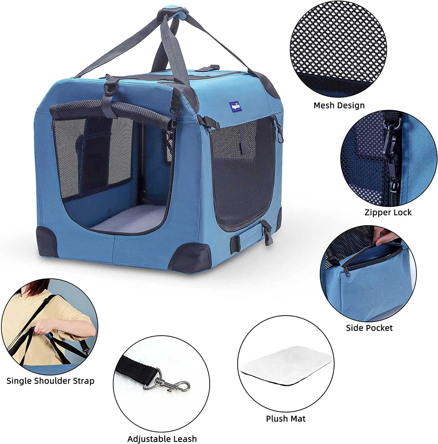 Ultimate Travel Dog Crate - Portable Collapsible Design with Soft Blanket & Foldable Bowl for Large Cats & Small Dogs - Perfect for Indoor & Outdoor Use!