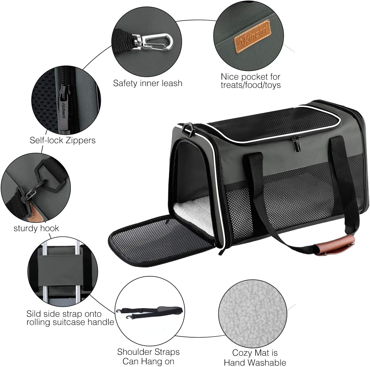 Premium Portable Cat & Dog Carrier - Soft-Sided, Airline Approved, Foldable Pet Bag for Pets Up to 22 lbs