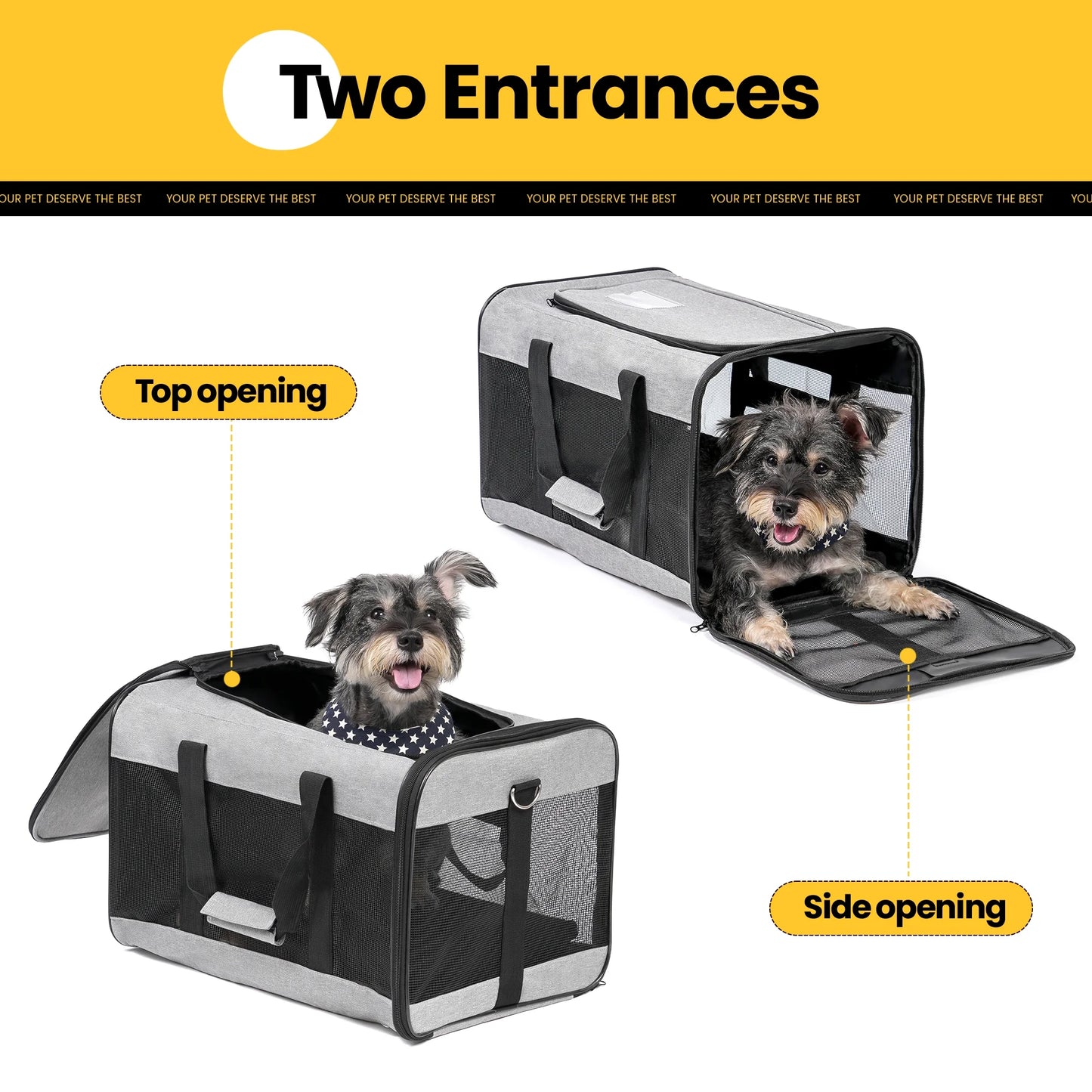 Premium Foldable Large Cat Carrier - Soft-Sided Travel Bag with Safety Leash for Dogs & Cats - Comfortable Gray Design