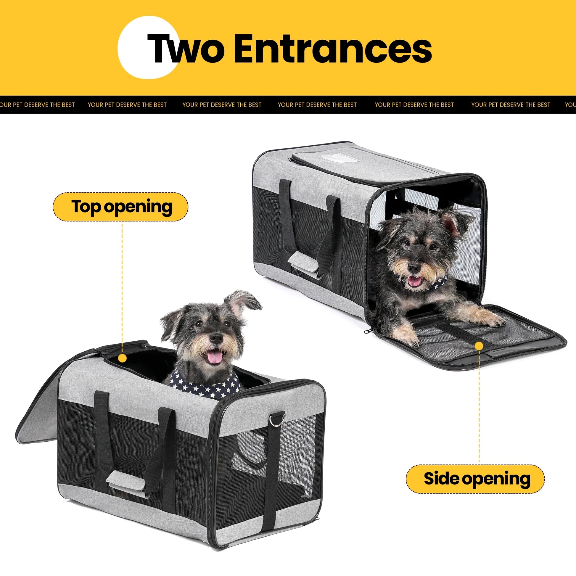 Premium Foldable Large Cat Carrier - Soft-Sided Travel Bag with Safety Leash for Dogs & Cats - Comfortable Gray Design